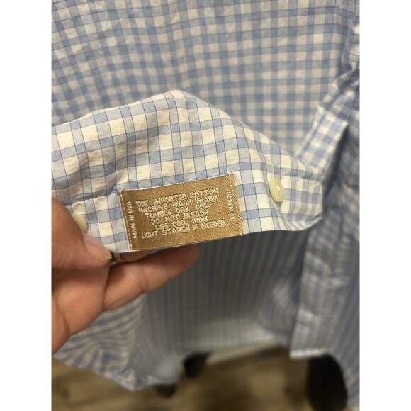 Gitman Bros Shirt Men’s 15 1/2 X 33 Blue White Check Button Up Dress Made USA - Picture 3 of 6